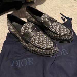 Dior Monogram Black and Gray Men's Slip-Ons